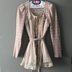 Beautiful lavender lace cardigan tunic